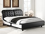 Hoomic Queen Size Platform Bed Frame with Thick Sponge Padded Headboard, Faux Leather Upholstered...