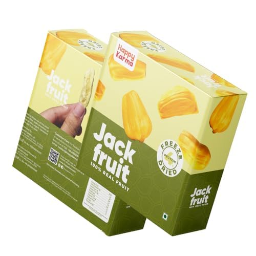 Happy Karma Freeze Dried Premium Jackfruit 100% Natural, No Added Colours, Non-Gmo | Healthy & Delicious Snack, Gluten Free | Cravings And Enjoy The Health Benefits | Pack Of 2 (20G Each)