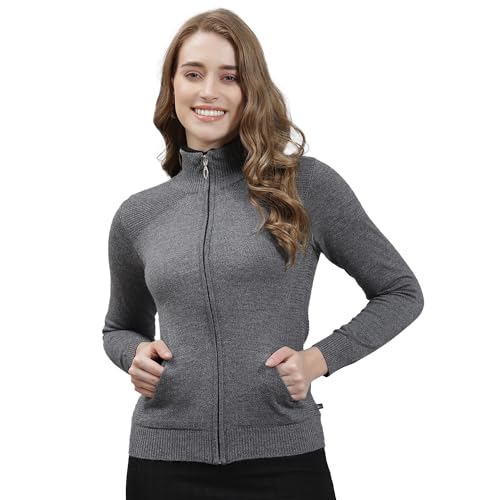 Image of Monte Carlo Women Regular Fit Full Sleeve Solid T Neck Winter Cardigan (Pack of 1)