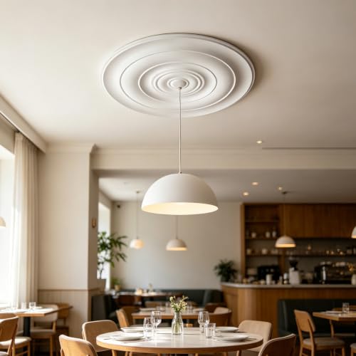 Medallón de techo de PU blanco para lámparas y ventiladores decorativos 5