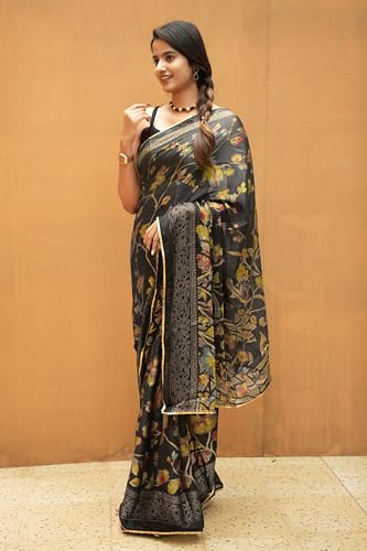 Image of MIRCHI FASHION Saree for Woman Chiffon Colorblock with Foil Work | Shimmer Festive Women's Sari for Wedding Functions and Ceremonies