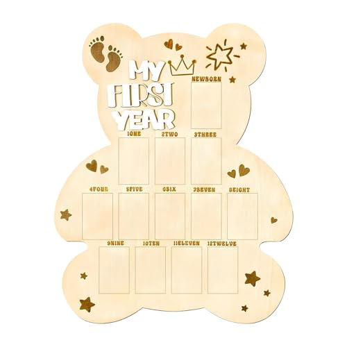 Fyrdyn Pizarra de fotos de bebé, marco de fotos de crecimiento para niños pequeños, bonito marco de fotos de madera para el primer cumpleaños, día de adopción, celebración, familias adoptivas, viajes
