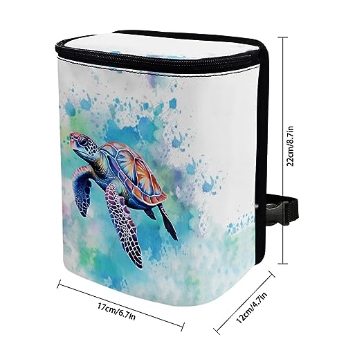 Image of DISNIMO Tie Dye Car Trash Can Easy-to-Install Car Accessory Interior, Sea Turtle Leak-Proof Car Garbage Can Bin Organizer Storage Bag for The Back Seat of Any Cars, Sedans, SUVs & Trucks