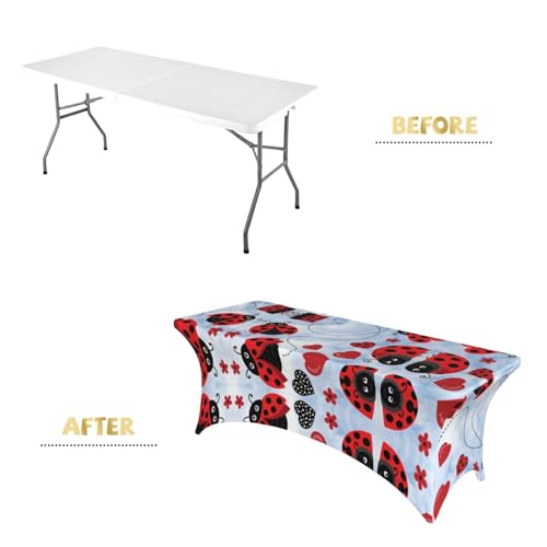 Nappe imprimée coccinelle housse table 1,8m rectangulaire extensible - 5