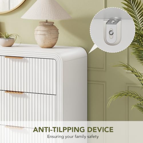 Image of Decofy Fluted 6 Drawers Dresser, 47.2'' Wide Chest of Drawers for Bedroom