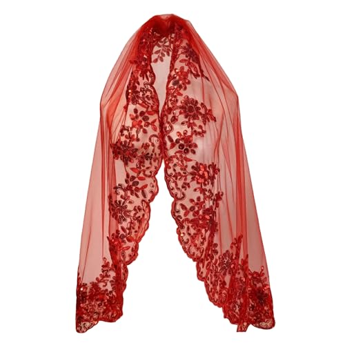 Velo de fiesta rojo con lentejuelas para bodas de estilo tradicional chino