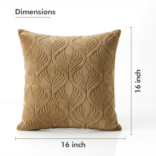 Image of Yellow Weaves Jacquard Cushion Covers | Sofa Cushion Covers | Throw Pillow Cover for Sofa, Couch, Living Room| Removable & Washable | 16x16 Inches, Set of 2 (Golden Brown)