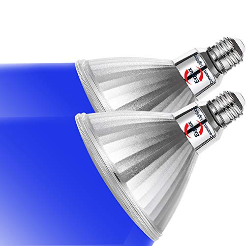 Explux LED PAR38 Blue Flood Light Bulbs, Dimmable, Full-Glass Weatherproof, 120W Equivalent, 2-Pack