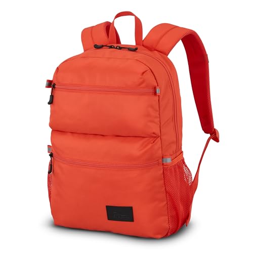 Image of High Sierra Everclass Backpack - Travel or Work Laptop Bookbag with 360 Reflectivity, Dual Water Bottle Pockets & Fits Laptops Up To 15.6 inch, One Size, ORANGE FLARE