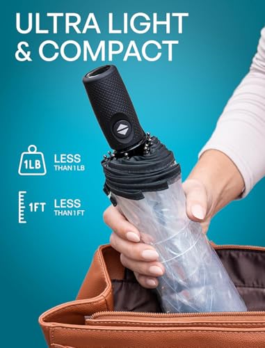 Image of VOGARD Windproof Travel Umbrella, Compact Auto Folding Umbrella for Rain & Sun, Strong Frame Lightweight Portable Umbrella for Men & Women