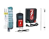 RentACoop 42' x 168' Electric Poultry Fence and 0.6 Joule Plugin Energizer Fence Accessory Bundle