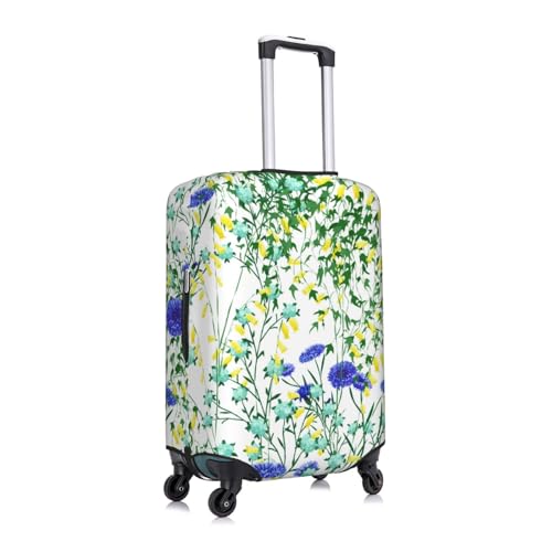 Elegant Flowers Floral Plant Leaf white Elastic Travel Luggage Cover Travel Suitcase Cover for Trunk Case 19''-32'' Luggage Protective Cover3