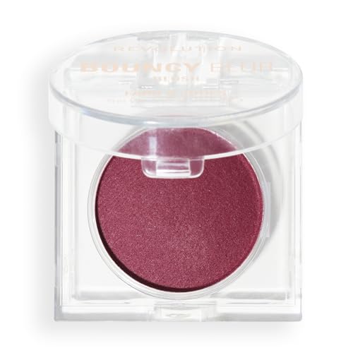 Image of Revolution, Bouncy Blur Blush, Powder Makeup Blush for Cheeks, Buildable Formula, Vegan & Cruelty-Free, Bouncy Berry, 0.19 oz
