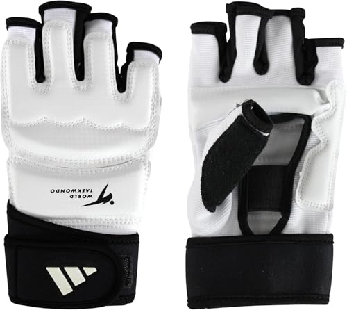 adidas WT Gants de Combat approuvés Taekwondo Fighter pour Arts Martiaux WTF TKD Combat Sports adidas WT Taekwondo Fighter Gants de Combat WTF TKD Sports Unisexe Adulte Blanc Taille XS