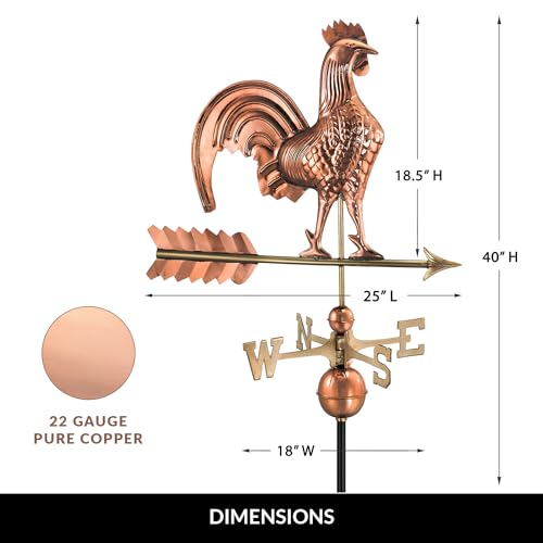 Good Directions 501P Rooster Weathervane, Pure Copper thumb #4