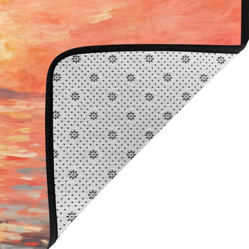 Tapis doux aquarelle coucher de soleil grand format 203cm - 6