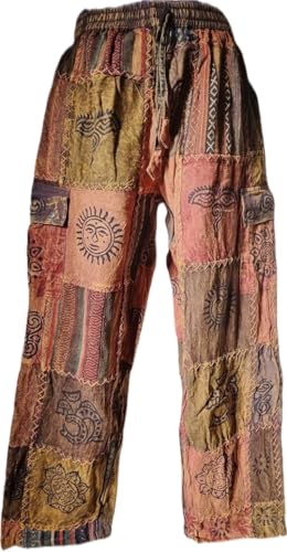 Karma Handicrafts Unisex Patchwork Cotton Trouser Hippy Boho Combat Wide Festival Pant S60