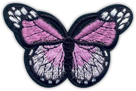 Set of Two - Patchion Butterfly Pink Big - Black Hook and Loop - Embroidered Patch/Badge/Emblem image 4
