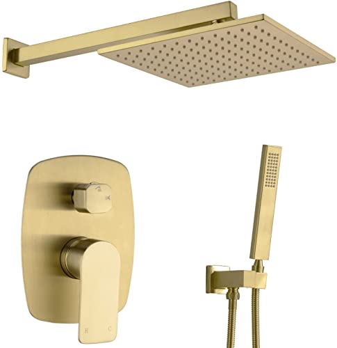 Douche de tête effet pluie 30 cm or brossé pour salle de bain moderne