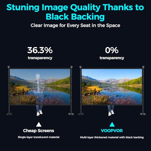 Image of Outdoor Projector Screen with Black Backing - 120 inch Portable Projection Screen with Stand, 16:9 Wrinkle-Free Opaque Movie Screen with Carry Bag for Indoor Home Theater Backyard Cinema