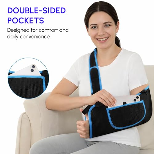 Image of Arm Sling Pouch Belt with Adjustable Shoulder Strap for Fracture, Sprain & Dislocation Pain Relief | Forearm, Elbow & Wrist Support | Lightweight, Breathable Orthopedic Arm Brace Immobilizer for Men & Women