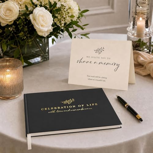 Image of ZICOTO Beautiful Funeral Guest Book for The Celebration of Life - The Perfect Hard Cover in Loving Memory Book with Ample Space to Sign in for Guests - Premium Craftsmanship for Honoring Loved Ones