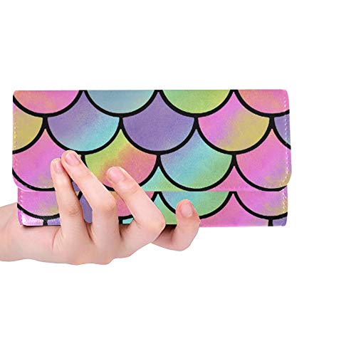Preisvergleich Produktbild Einzigartige benutzerdefinierte Bunte Waage Meerjungfrau Frauen Trifold Wallet Lange Geldbörse Kreditkarteninhaber Fall Handtasche