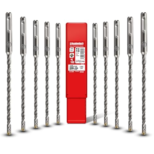 SCHWABENBACH® SDS PLUS set svrdla za beton 10 komada. Ø 6 mm x 160 mm - profesionalna bušilica za beton, armirani beton, zidove i prirodni kamen - vrhunska kvaliteta za udarnu bušilicu (bez SDS MAX)