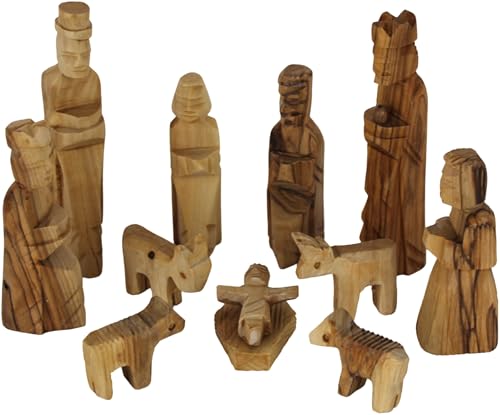 Holy Land Market Belén Infantil de Madera de Olivo – Juego de belén de Madera para Interiores, Hecho a Mano en Belén, con folleto de Historia pictórica y Certificado de autenticidad, Figuras de 5.25