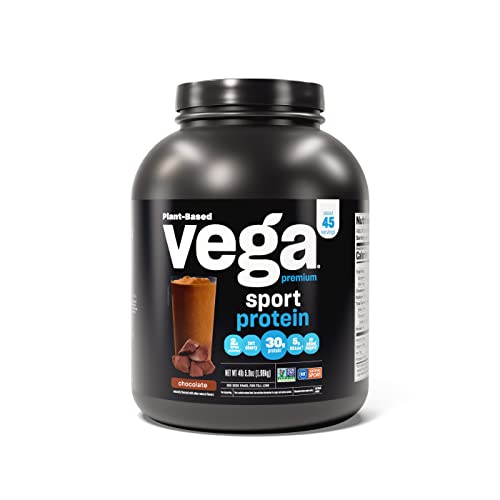 Vega Sport Premium Protein Powder, Chocolate, Vegan, 30G Plant Based, 5G Bcaas, Low Carb, Keto, Dairy Free, Gluten Free, Non Gmo, Pea Protein For Women And Men, 4.36 Pounds (45 Servings) (Pack Of 6) #TOP12