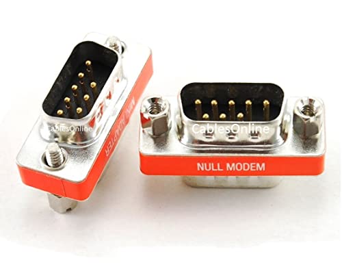 CablesOnline DB9 Null Modem Male to Male Slimline Data Transfer Adapter/Gender Changer, (2-Pack) (AD-N05M-2)