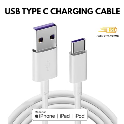 Image of USB Type C Cable 3A Fast Charging 1M Braided Cable for Iphone Smartphones, Tablets, Laptops & other Type C devices, 480Mbps Data Sync, Quick Charge 3.0 (WHITE)