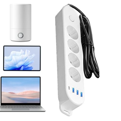 Fyrdyn Enchufe De Extensión Europeo | Cable de Extensión Multipuerto Internacional | Alargador Seguro para Múltiples Dispositivos Electrónicos en Casa u Oficina