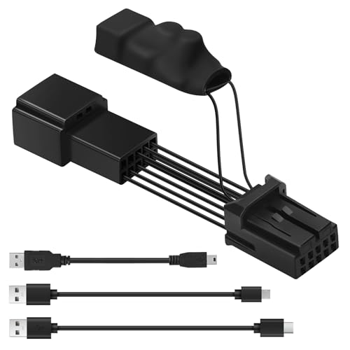 FBULWSEC GPS Dashcam Power Adapter (10-Pin Type A) for Subaru, Nissan (Frontier, Titan, Rogue, Altima), Infiniti, Mazda, Toyota, Connects to Auto-Dimming Rearview Mirror, Dual USB Charging Port