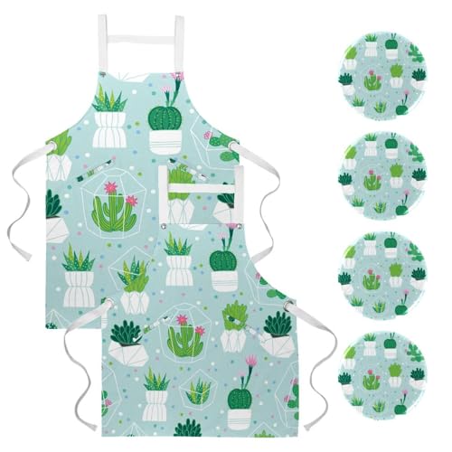Tablier de serveuse cactus pour la pâtisserie et le bistrot