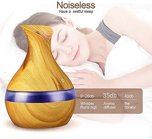 mobigon Wood Cool Mist Ultrasonic Humidifier for Room Moisture, Aroma Diffuser for Home, 300ml Essential Oil Diffuser with 7 Colorful Night Light, Auto Shut-Off, Home, Office, car (C.Light Brown)