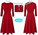 VFSHOW Womens Work Business Front Zipper A-Line Dresses Slim 3/4 Sleeve Office Church Fit and Flare Skater Swing Knee Length Dress (Red, X-Small) 11248 RED XS