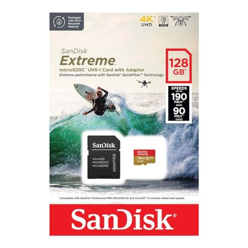 Cartão de memória SanDisk Micro SD Para Câmera de Ação 128GB UHS-I com Adaptador - SDSQXAA-128G-GN6M