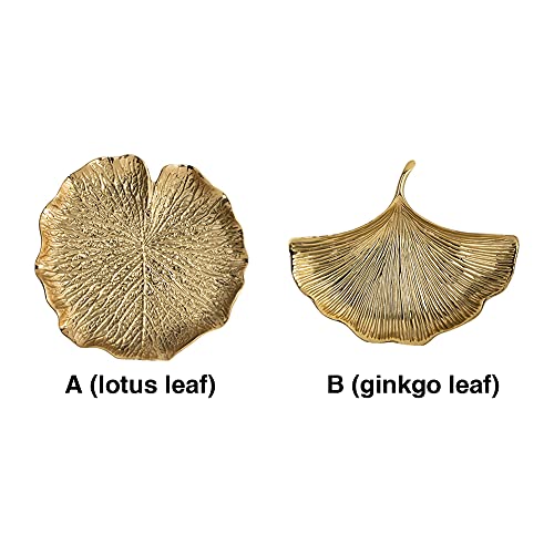 Golden Leaf Tray Lotus Leaf Decorative Gold Trinket Dish Jewelry Ring Holder Gold Leaf Jewelry Plate Dish Vanity Tray​ #TOP4