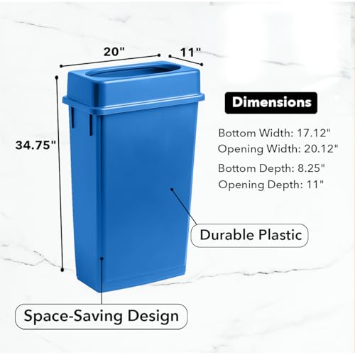 Image of 23 Gallon Slim Rectangular Garbage Can with Lid - Dark Blue