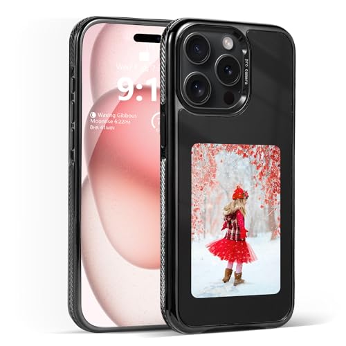 XEME E-Ink Case with 4-inch Screen for iPhone 15 Pro Max, NFC Transfer, 528x768 Resolution, DIY Photos & Images, Long-Lasting Display, Shockproof Protective Cover, 4 Colors – Black