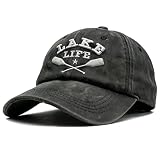 Jumsky Lake Life Baseball Caps for Women River Beach Camping Washed Cotton Hat Black