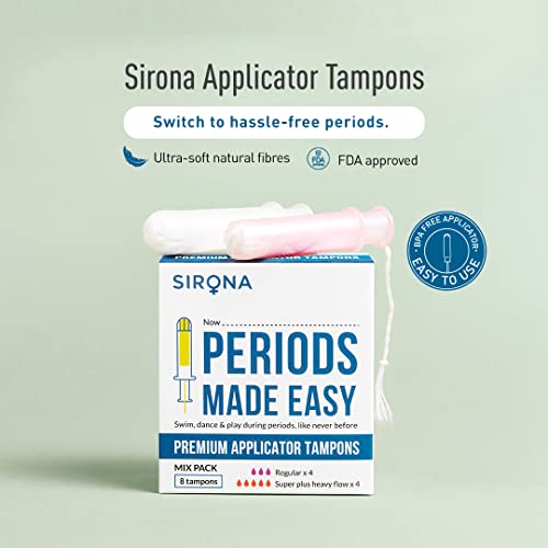 Sirona Mix Flow Tampons with Applicator - 8 Pieces | For Regular Flow and Heavy Flow | Made in Europe | Ultra Soft & Comfortable | Highly Absorbent | BPA Free | FDA Approved - Image 2