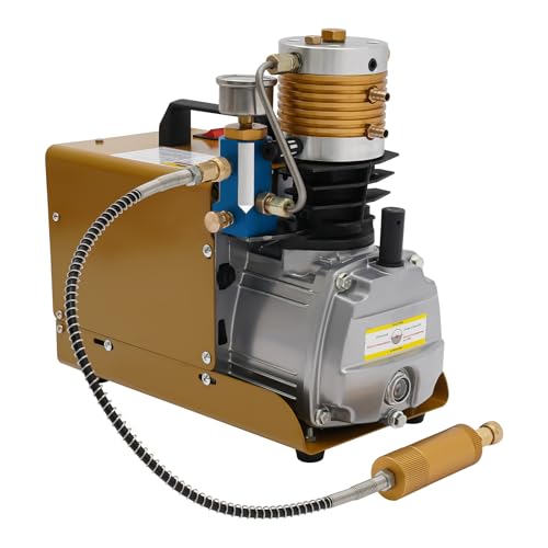 TONFEION Compresor PCP 300 bar, compresor de aire comprimido, 1,8 kW, 2800 rpm, 100 l/min, bomba de aire de alta presión, 30 MPA, sin aceite, con refrigeración para neumáticos, botellas de buceo e