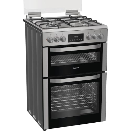 Image of Hotpoint HDD6GDC2WX 60cm Double Oven Dual Fuel Cooker - Stainless Steel - A/A Rated