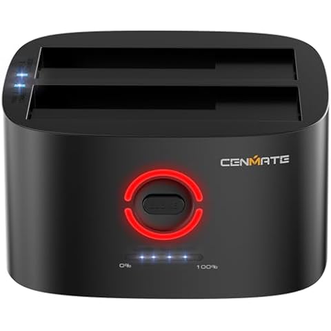 CENMATE Dual Bay Hard Drive Docking Station with Offline Clone, USB A/C 3.0 to SATA, Hard Drive Reader for 2.5/3.5 Inch HDD/SSD(Supports 18TB*2, Up to 6Gbps Under UASP) Cover