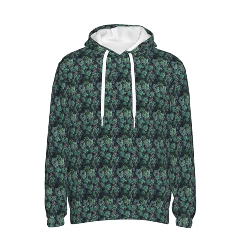 Sweat à capuche vert imprimé succulent avec poche pull de sport décontracté - 7