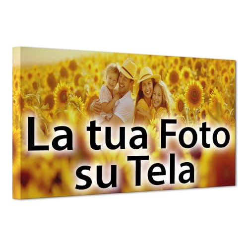 ConKrea - Quadro Personalizzato su Tela Canvas - Stampa la tua Foto su Tela in Alta Definizione con Telaio in Legno Massello - Pronto da Appendere - 120x60 cm