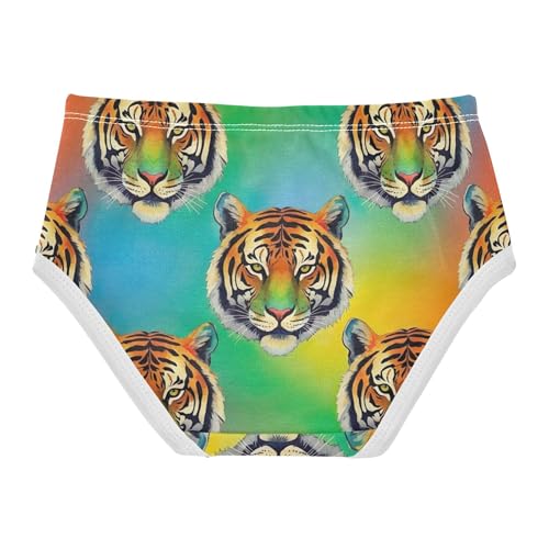 Cartoon Tigers Vibrant Rainbow Panties Little Girl Girls Underwear Toddler Cotton Florals Undies Kids Briefs 2t2