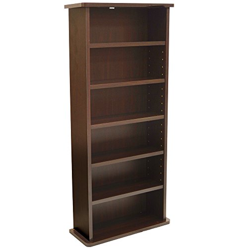 CHAK - 222 CD or 104 DVD Blu-ray Media Storage 6 Shelf Unit - Dark Oak